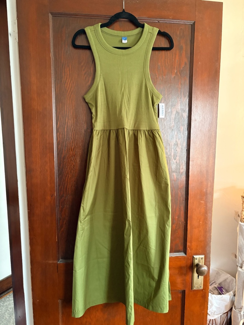 NWT Old Navy Olive Green Sleeveless Midi Dress